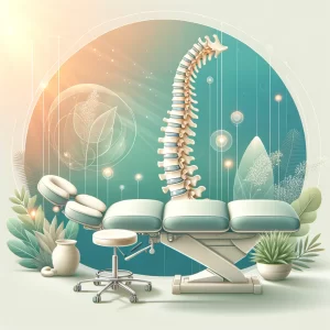Expert chiropractor services in Melbourne, FL, featuring a serene healthcare environment with a spinal model and treatment table, symbolizing growth and wellness in chiropractic care.